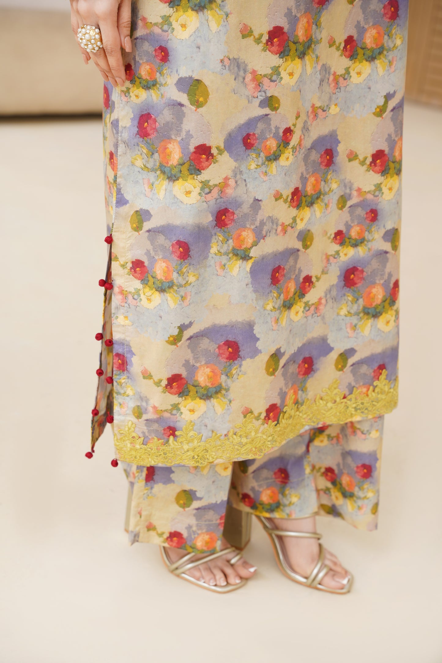 GULRANG – Ivory Multi Pastel Floral Premium Cotton 2-Piece Set