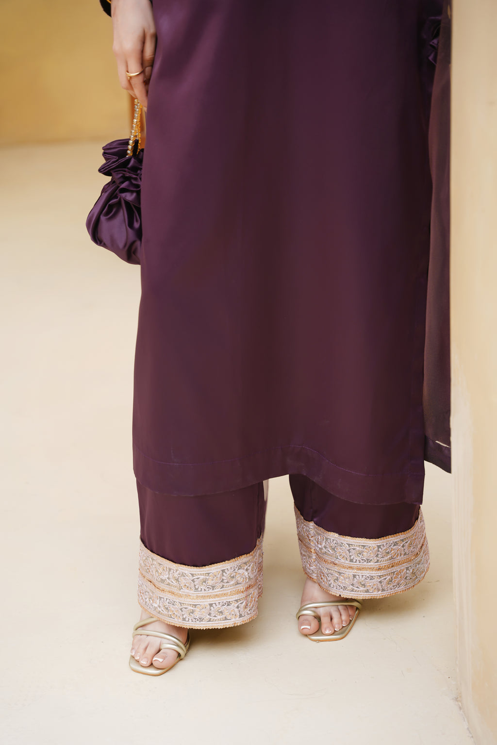 ADAA – Plum Premium Silk 3-Piece Festive Suit with Organza Dupatta