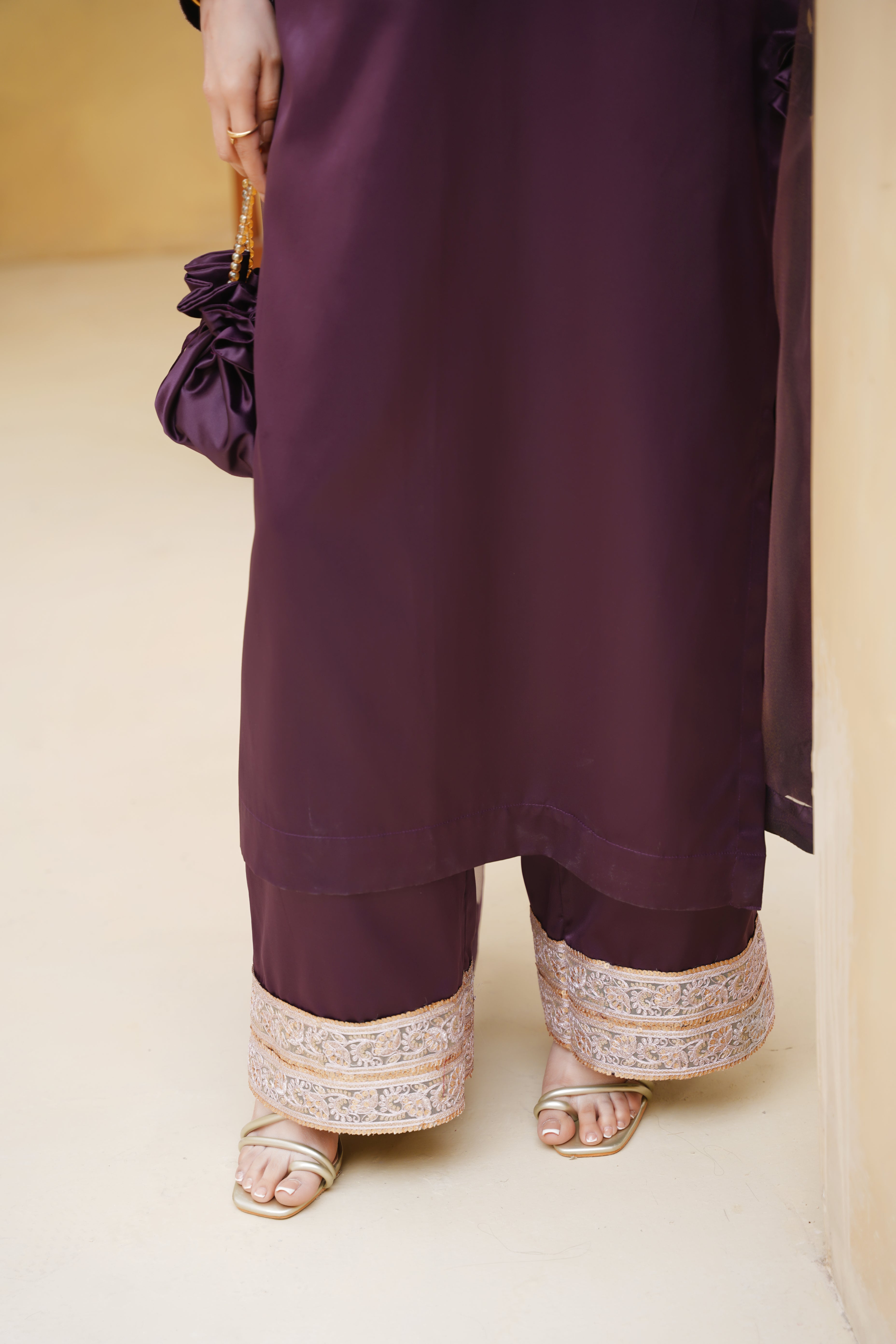 ADAA – Plum Premium Silk 3-Piece Festive Suit with Organza Dupatta