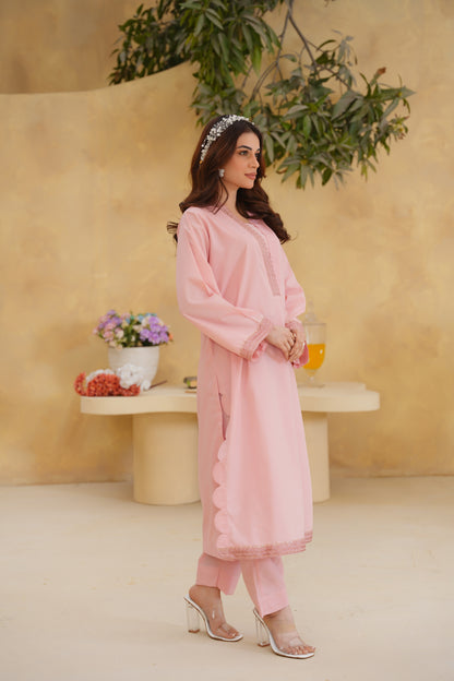 PASTEL GRACE – Tea Pink Premium Cotton 2-Piece