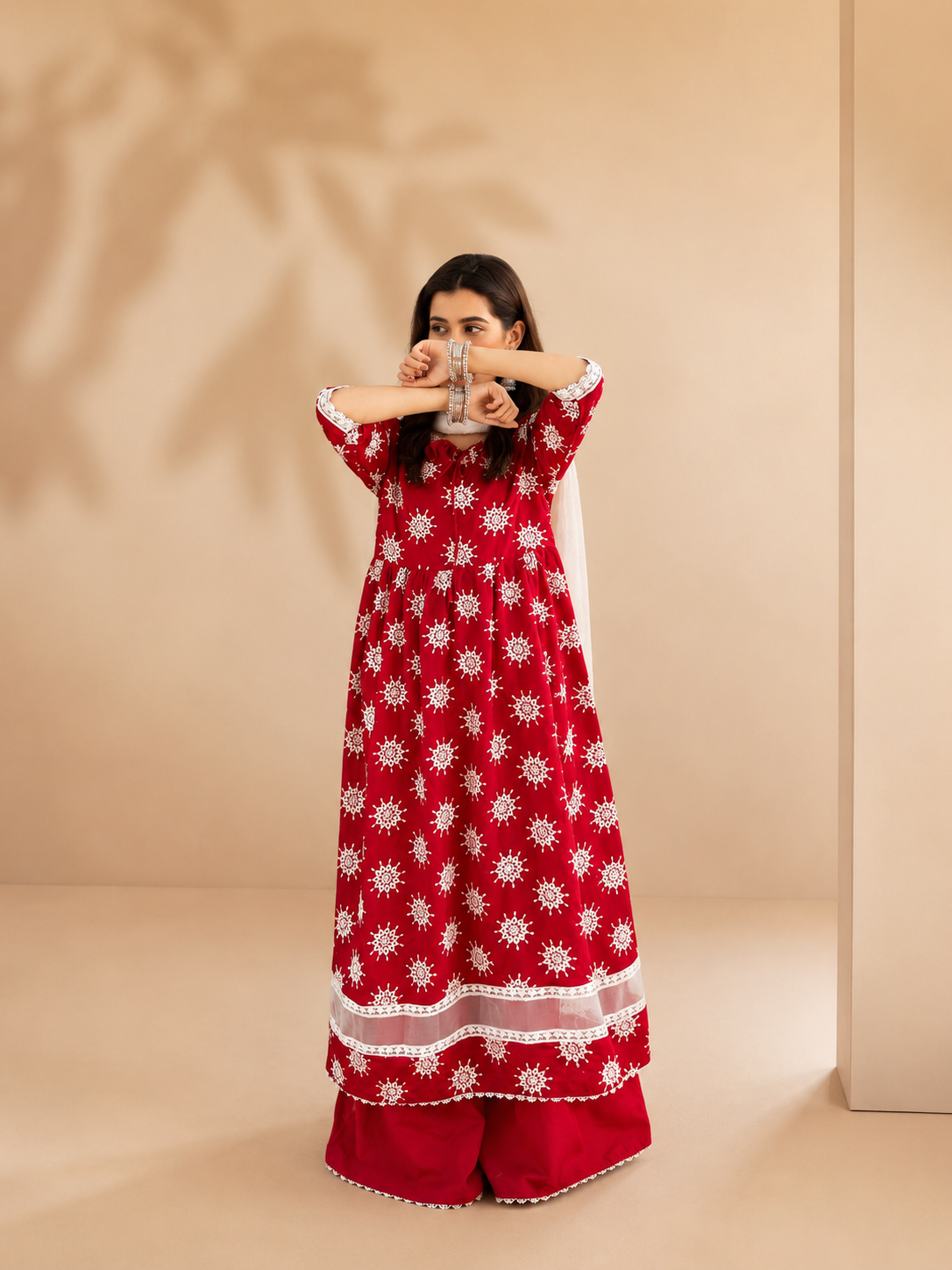 Zehra | Festive frock Set with sharara | 3-Piece