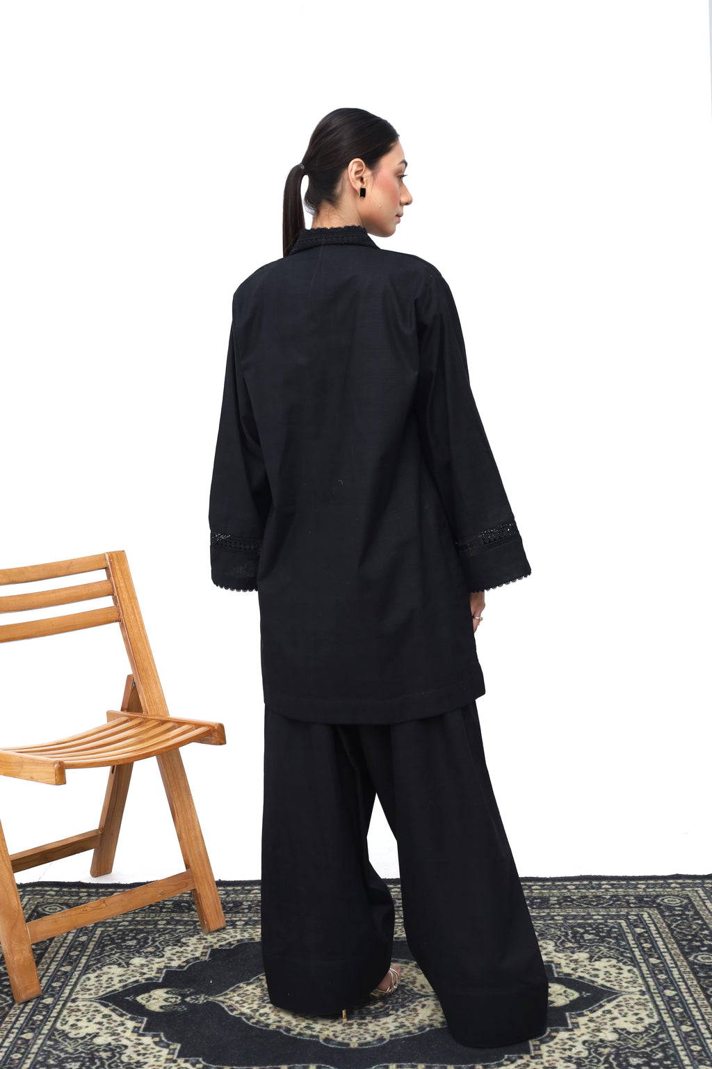 Women Black 2-Piece Winter Cotton | Top and Bottom