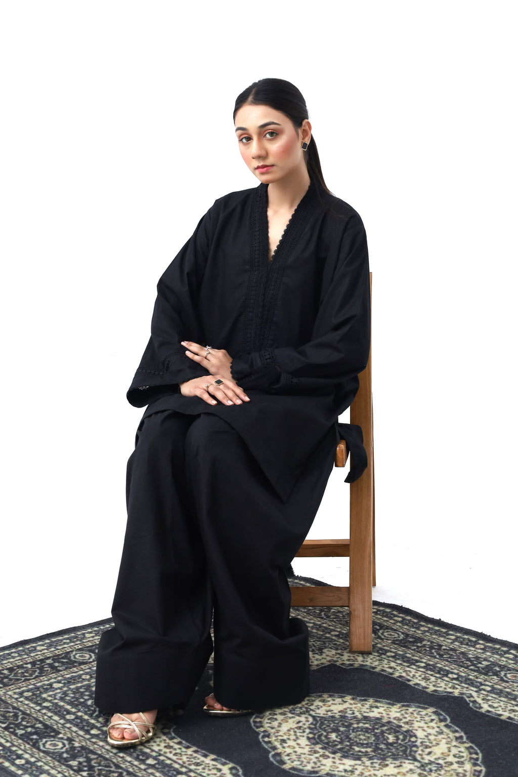 Women Black 2-Piece Winter Cotton | Top and Bottom