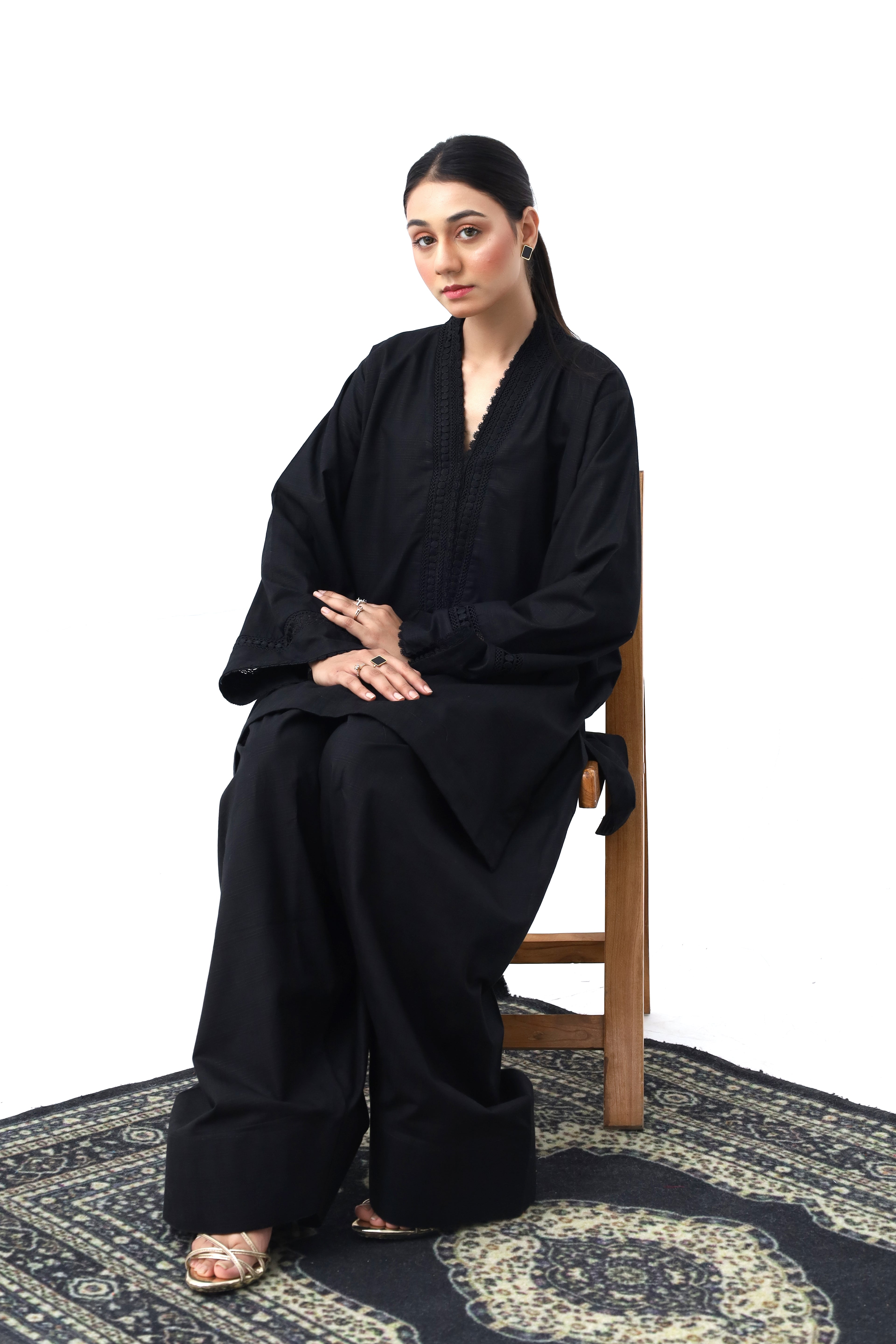 Women Black 2-Piece Winter Cotton | Top and Bottom