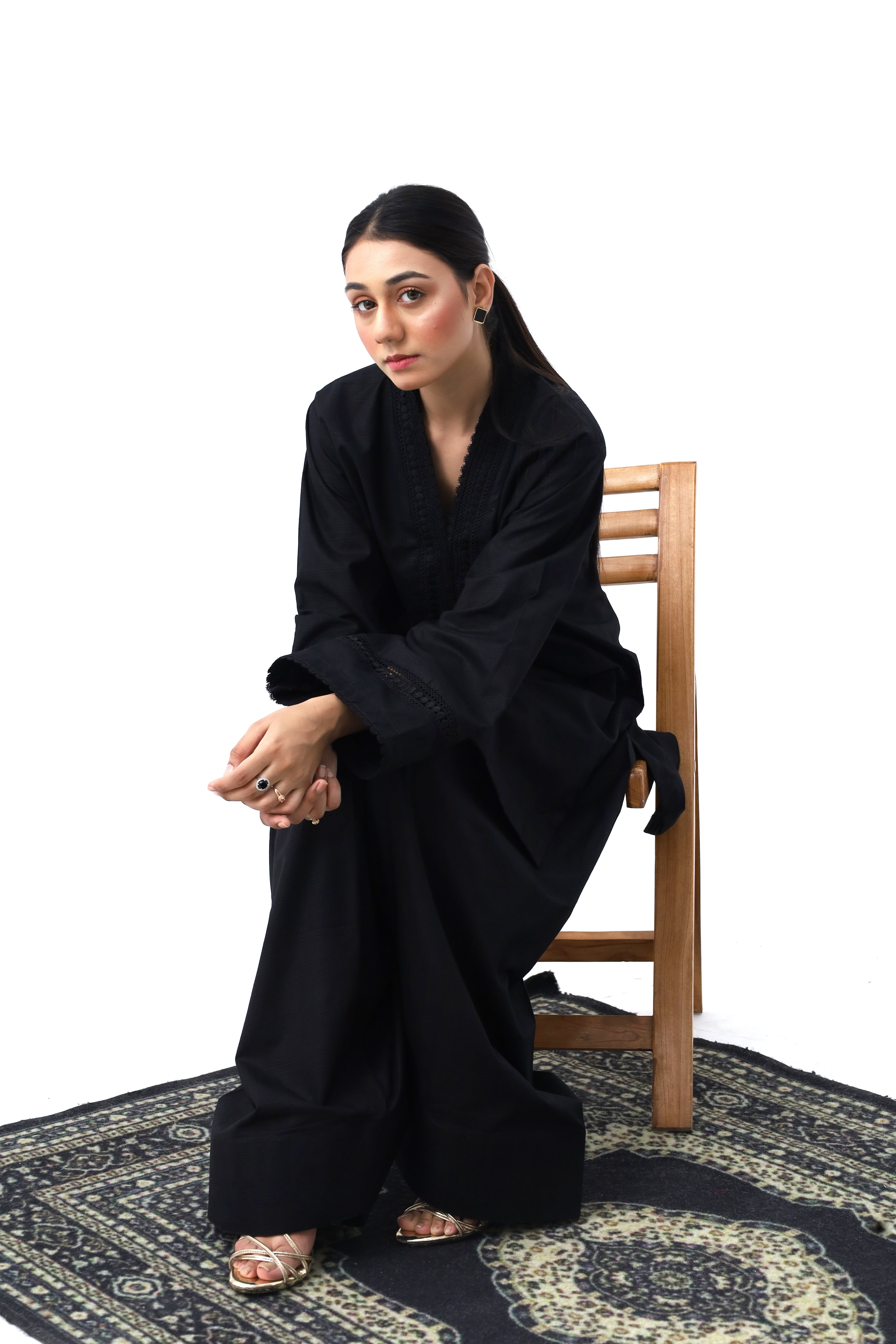 Women Black 2-Piece Winter Cotton | Top and Bottom