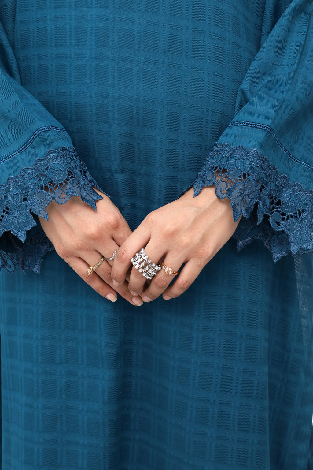 Teal Winter Viscose Textured 2-Piece Set | Top and Bottom