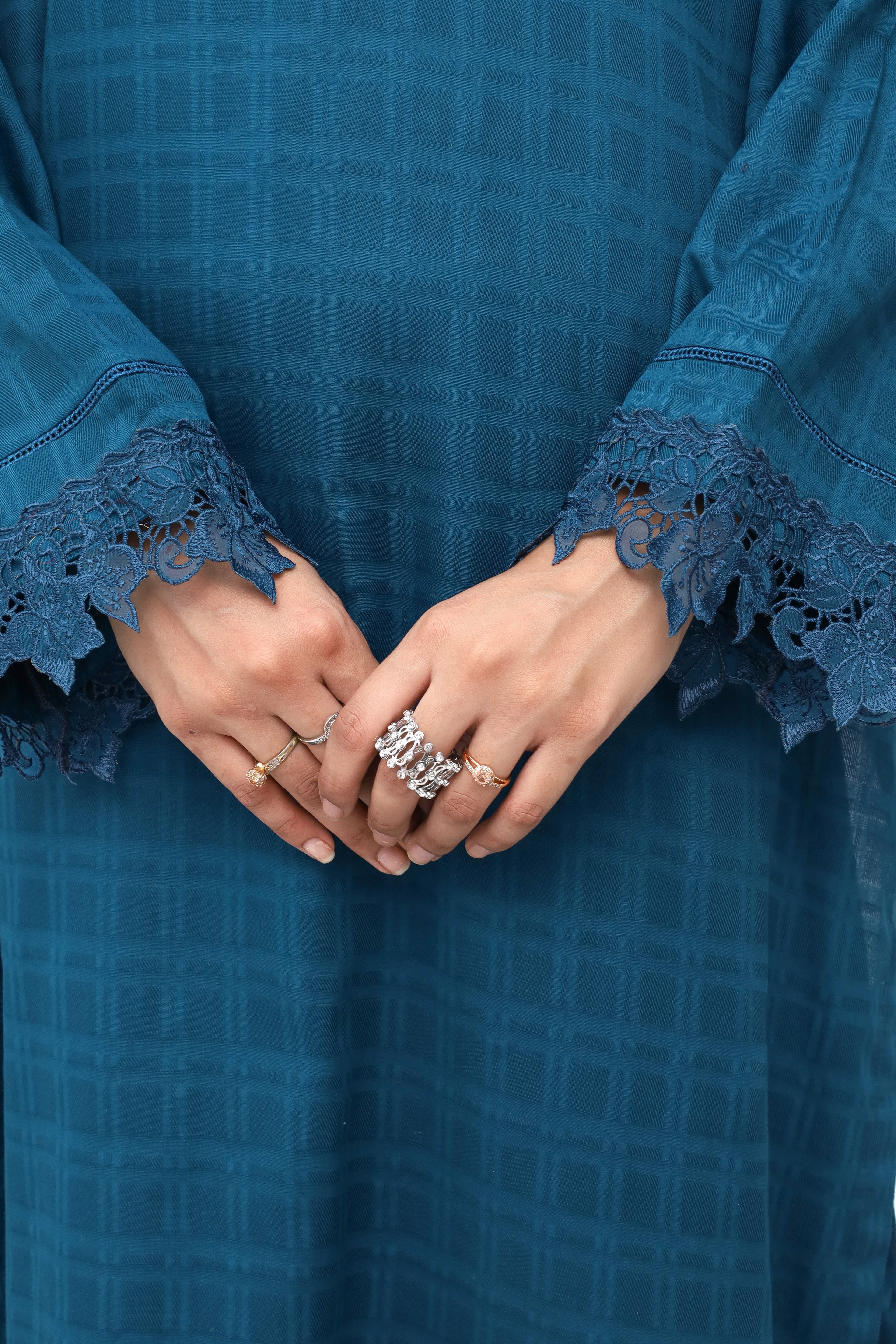 Teal Winter Viscose Textured 2-Piece Set | Top and Bottom